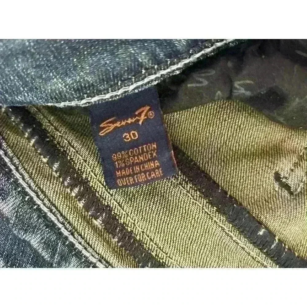 Seven 7 Jeans Womens Size 30 Blue Denim Whiskering Skinny Low-to-Mid Rise - Picture 12 of 12